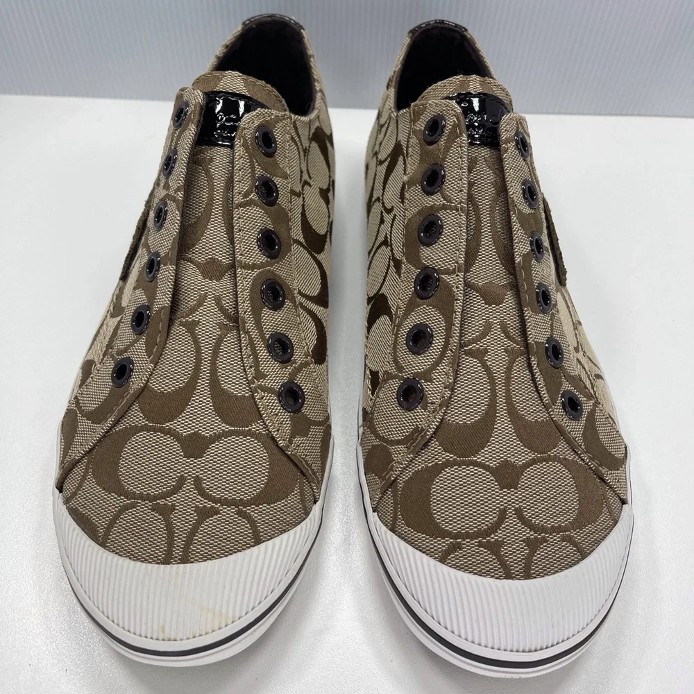 Coach Keeley Khaki Signature C Sneakers Slip On Shoes, Size 9.5 - Picture 3 of 12